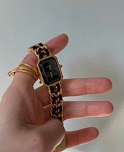 Kitlife Chanel Vintage Sugar Cube Black Gold Leather Chain Watch - 5