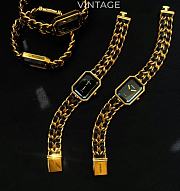 Kitlife Chanel Vintage Sugar Cube Black Gold Leather Chain Watch - 3