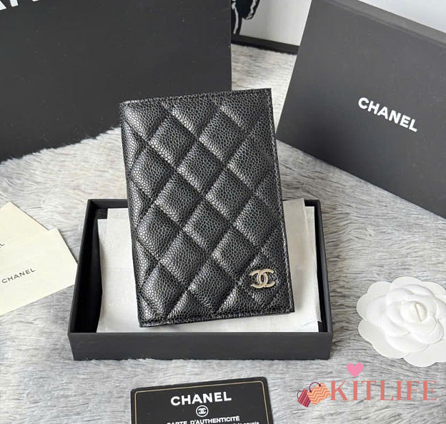 Kitlife Chanel Caviar Quilted Passport Holder Black AP3197 14.5×10.5×2cm - 1