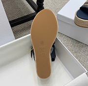 Kitlife Dior Dway Wedge Sandal Dark Blue Calfskin and Embroidered Cotton  - 3
