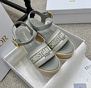 Kitlife Dior Dway Wedge Sandal Grey Calfskin and Embroidered Cotton  - 1