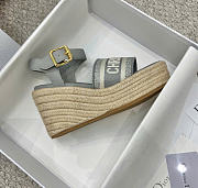 Kitlife Dior Dway Wedge Sandal Grey Calfskin and Embroidered Cotton  - 3