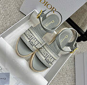 Kitlife Dior Dway Wedge Sandal Grey Calfskin and Embroidered Cotton  - 2