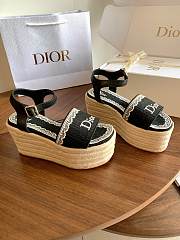 Kitlife Dior Dentelle Wedge Sandal Black Dior Oblique Embroidered Cotton and White Lace - 2