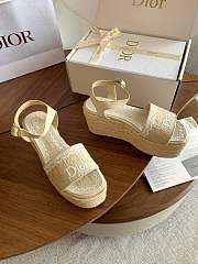 Kitlife Dior Dentelle Wedge Sandal Beige Dior Oblique Embroidered Cotton and White Lace  - 2