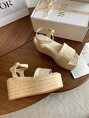 Kitlife Dior Dentelle Wedge Sandal Beige Dior Oblique Embroidered Cotton and White Lace  - 3
