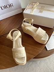 Kitlife Dior Dentelle Wedge Sandal Beige Dior Oblique Embroidered Cotton and White Lace  - 5