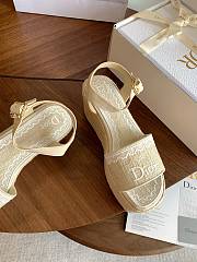 Kitlife Dior Dentelle Wedge Sandal Beige Dior Oblique Embroidered Cotton and White Lace  - 6
