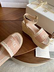 Kitlife Dior Dentelle Wedge Sandal Light Blue Dior Oblique Embroidered Cotton and White Lace  - 3