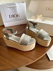 Kitlife Dior Dentelle Wedge Sandal Grey Dior Oblique Embroidered Cotton and White Lace  - 6