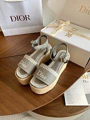 Kitlife Dior Dentelle Wedge Sandal Grey Dior Oblique Embroidered Cotton and White Lace  - 5