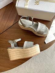 Kitlife Dior Dentelle Wedge Sandal Grey Dior Oblique Embroidered Cotton and White Lace  - 4