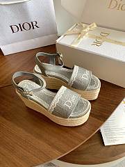 Kitlife Dior Dentelle Wedge Sandal Grey Dior Oblique Embroidered Cotton and White Lace  - 3