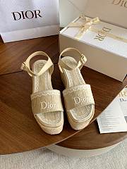 Kitlife Dior Dentelle Wedge Sandal Beige Dior Oblique Embroidered Cotton and White Lace  - 1