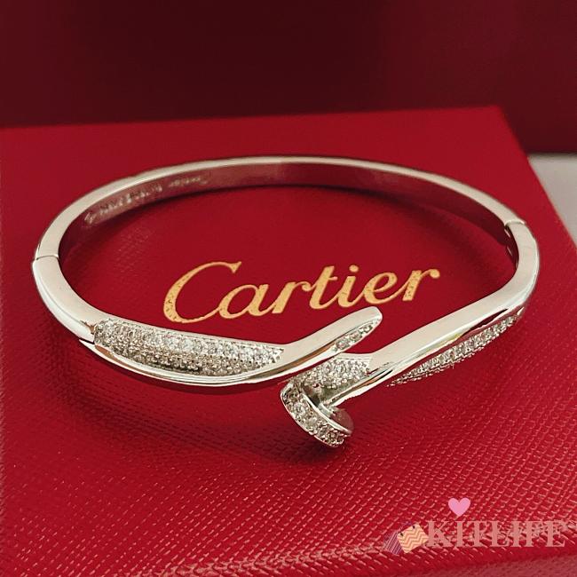 Kitlife Cartier Silver Diamond-encrusted Nail Bracelet - 1