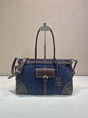 Kitlife Prada Bonnie Large Blue Denim and Dark Brown Leather Handbag 1BA433 38x30x12cm  - 1