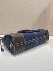 Kitlife Prada Bonnie Large Blue Denim and Dark Brown Leather Handbag 1BA433 38x30x12cm  - 6