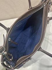 Kitlife Prada Bonnie Large Blue Denim and Dark Brown Leather Handbag 1BA433 38x30x12cm  - 4