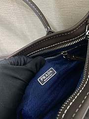 Kitlife Prada Bonnie Medium Blue Denim and Dark Brown Leather Handbag 1BA426 32x15.5x12cm  - 5