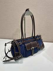 Kitlife Prada Bonnie Medium Blue Denim and Dark Brown Leather Handbag 1BA426 32x15.5x12cm  - 6