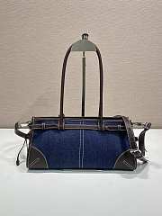 Kitlife Prada Bonnie Medium Blue Denim and Dark Brown Leather Handbag 1BA426 32x15.5x12cm  - 4