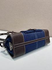 Kitlife Prada Bonnie Medium Blue Denim and Dark Brown Leather Handbag 1BA426 32x15.5x12cm  - 3