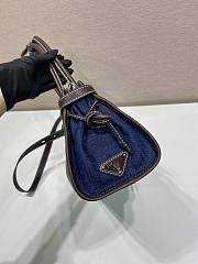 Kitlife Prada Bonnie Medium Blue Denim and Dark Brown Leather Handbag 1BA426 32x15.5x12cm  - 2