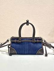 Kitlife Prada Bonnie Blue Denim And Dark Brown Leather Bag 1BA486 23.5x12x9cm  - 4