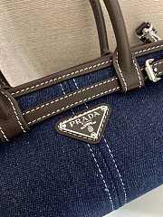 Kitlife Prada Bonnie Blue Denim And Dark Brown Leather Bag 1BA486 23.5x12x9cm  - 2