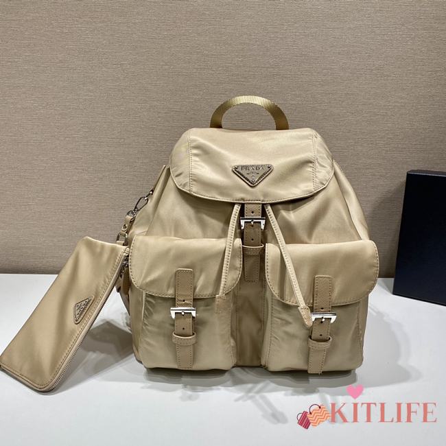 Kitlife Prada Medium Nylon Backpack Beige - 1BZ811 – 32×30x15 cm  - 1