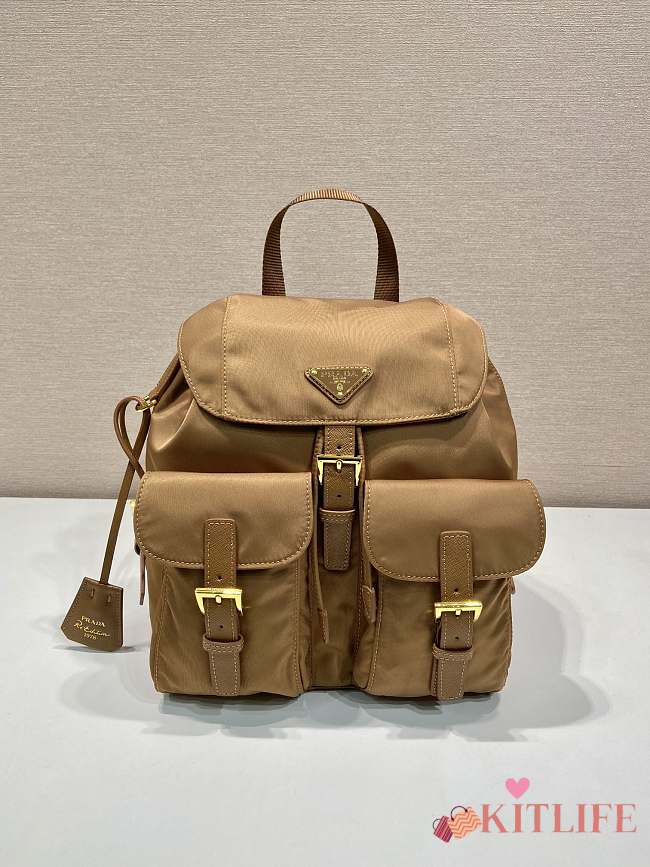 Kitlife Prada Medium Nylon Backpack Brown - 1BZ811 – 32×30x15cm - 1