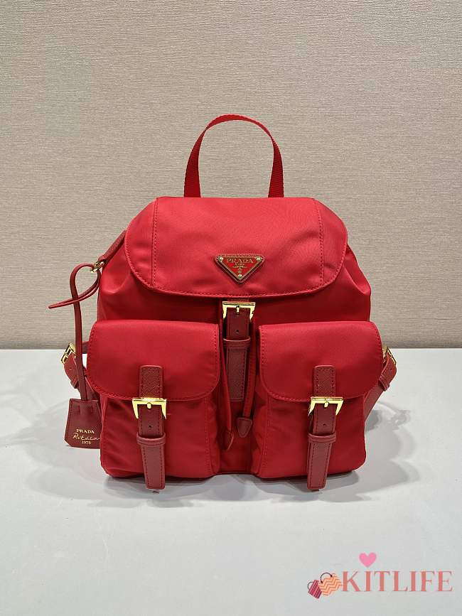 Kitlife Prada Medium Nylon Backpack Red - 1BZ811 – 32×30x15cm  - 1