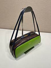 Kitlife Prada Swing Shoulder Bag Green & Dark Brown 1BC249 28x11.5x10cm - 3
