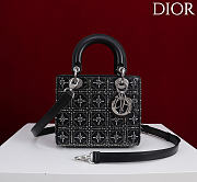 Kitlife Dior Four-Compartment Embroidered Black Leather with Silver Beads 20x16.5x8cm - 5
