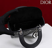 Kitlife Dior Four-Compartment Embroidered Black Leather with Silver Beads 20x16.5x8cm - 3
