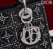 Kitlife Dior Four-Compartment Embroidered Black Leather with Silver Beads 20x16.5x8cm - 2