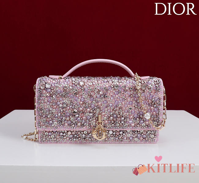 Kitlife Dior Miss Embroidered Light Purple Beaded Bag 21x11.5x4cm - 1