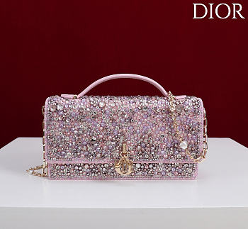 Kitlife Dior Miss Embroidered Light Purple Beaded Bag 21x11.5x4cm