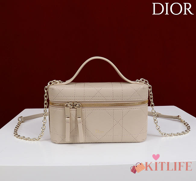 Kitlife Dior Trianon Soft Vanity Mini Chain Handbag Beige 19x16.5x5.5cm - 1