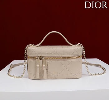 Kitlife Dior Trianon Soft Vanity Mini Chain Handbag Beige 19x16.5x5.5cm