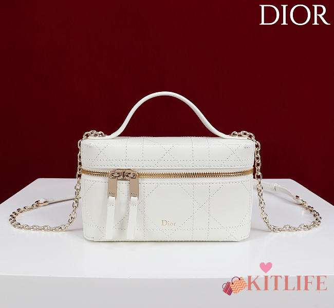 Kitlife Dior Trianon Soft Vanity Mini Chain Handbag Cream 19x16.5x5.5cm  - 1
