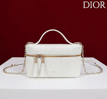 Kitlife Dior Trianon Soft Vanity Mini Chain Handbag Cream 19x16.5x5.5cm 