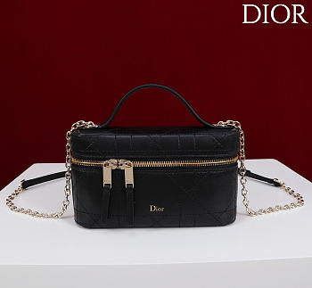Kitlife Dior Trianon Soft Vanity Mini Chain Handbag Black 19x16.5x5.5cm 