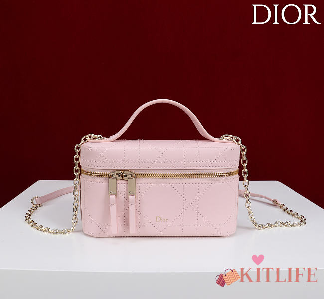Kitlife Dior Trianon Soft Vanity Mini Chain Handbag Light Pink 19x16.5x5.5cm - 1