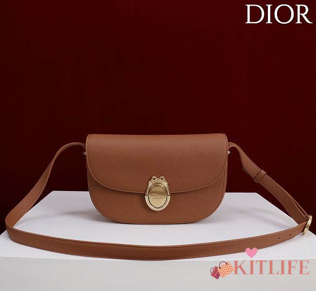 Kitlife Dior Small Médaillon Flap Bag Brown M3921 21x12x5.5cm - 1