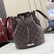 Kitlife Gucci Venice Small Bucket Bag Dark Brown Canvas ‎876060 21x23.5x14cm  - 1