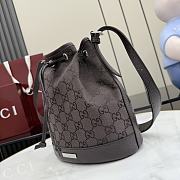 Kitlife Gucci Venice Small Bucket Bag Dark Brown Canvas ‎876060 21x23.5x14cm  - 6