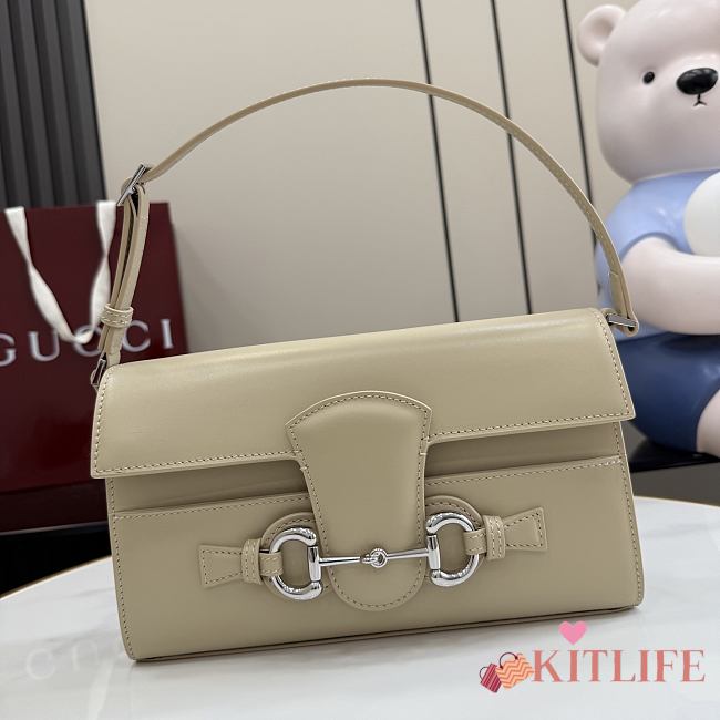 Kitlife Gucci Horsebit Ristretto Shoulder Bag Beige 26x14.5x4.5cm  - 1