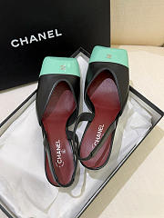 Kitlife Chanel Slingbacks Black Lambskin & Green Patent Calfskin 90mm - 6