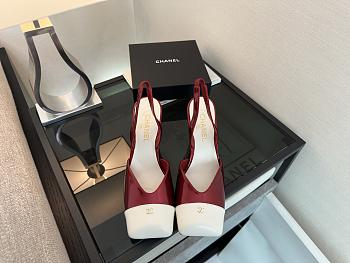 Kitlife Chanel Slingbacks Red Lambskin & White Patent Calfskin 90mm 